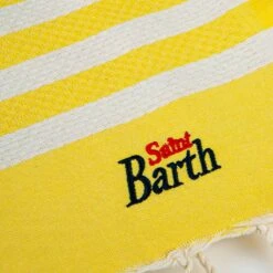 MC2 Saint Barth Classic Honeycomb Fouta With Yellow Stripes 7 MC2 Saint Barth Classic Honeycomb Fouta With Yellow Stripes -Chic Carry Deals Store Foutas cotton yellow striped 2
