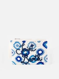 MC2 Saint Barth Parisienne White Crochet Pochette With Saint Barth Embroidery
