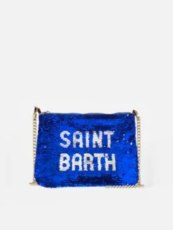 Parisienne Bluette Sequined Pochette With Shoulder Strap