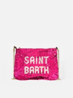 Parisienne Fuchsia Sequined Pochette With Shoulder Strap