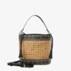 MC2 Saint Barth Straw Bucket Bag With Black Monogram Details -Chic Carry Deals Store STRAW BUCKET HANDBAG BLACK 1