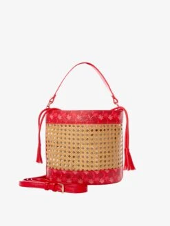 MC2 Saint Barth Straw Bucket Bag With Red Monogram Details