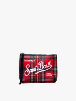 Aline Wooly Pochette With Red Tartan Print