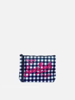 Aline Scuba Pochette With Blue Gingham Print