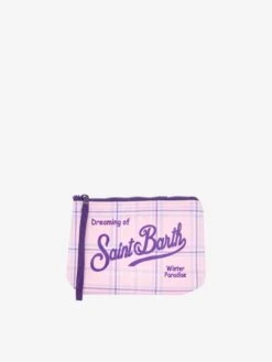 Aline Wooly Pochette With Pink Tartan Print