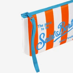 MC2 Saint Barth Aline Scuba Pochette With Orange Striped Print -Chic Carry Deals Store aline striped orange 3