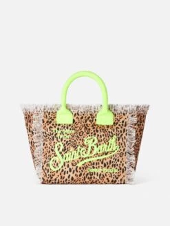 MC2 Saint Barth Colette Cotton Canvas Handbag With Animalier Print