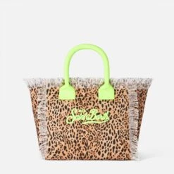 MC2 Saint Barth Colette Cotton Canvas Handbag With Animalier Print -Chic Carry Deals Store animalier leopard colette handbag 2