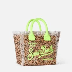 MC2 Saint Barth Colette Cotton Canvas Handbag With Animalier Print -Chic Carry Deals Store animalier leopard colette handbag 3