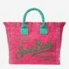 MC2 Saint Barth Vanity Canvas Shoulder Bag With Embroidery -Chic Carry Deals Store bag vanity pink green 1copia