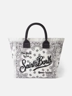 MC2 Saint Barth Vanity Canvas Shoulder Bag With Bandanna Print