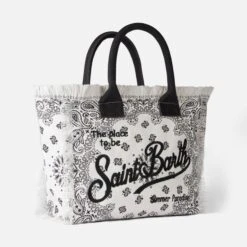 MC2 Saint Barth Vanity Canvas Shoulder Bag With Bandanna Print -Chic Carry Deals Store bandanna white canvas vanity bag 3
