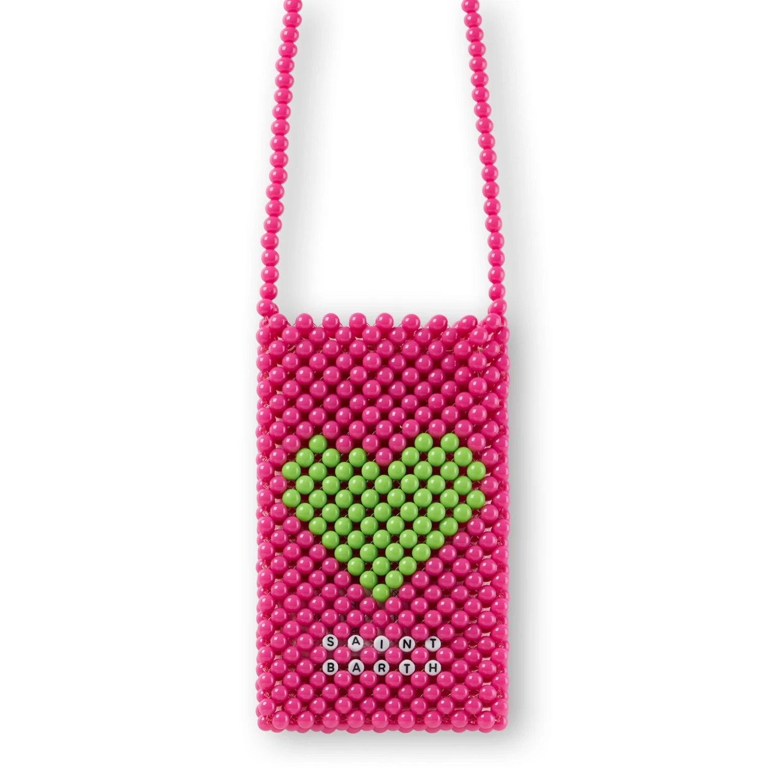 MC2 Saint Barth Pink Beaded Phone Holder With Green Heart 5 MC2 Saint Barth Pink Beaded Phone Holder With Green Heart - Image 3