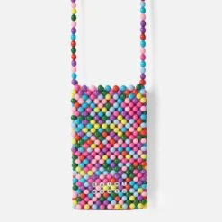 MC2 Saint Barth Multicolor Beaded Phone Holder With St. Barth Logo -Chic Carry Deals Store beaded phone holder bag 2