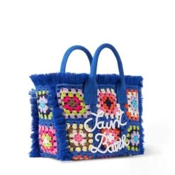 MC2 Saint Barth Blue Crochet Bag With Fringes -Chic Carry Deals Store blue crochet colette bag 3