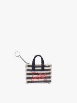 MC2 Saint Barth Canvas Key Holder With Blue Striped Print