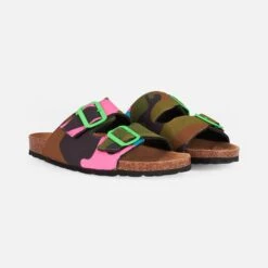 MC2 Saint Barth Sandals With Multicolor Fluo Camouflage Print