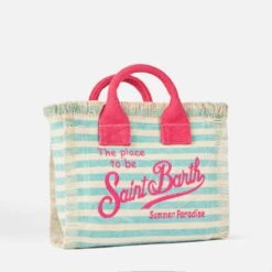 MC2 Saint Barth Mini Vanity Striped Canvas Handbag -Chic Carry Deals Store canvas vanity striped mini bag 3