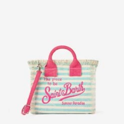 MC2 Saint Barth Mini Vanity Striped Canvas Handbag -Chic Carry Deals Store canvas vanity striped mini bag 4 1