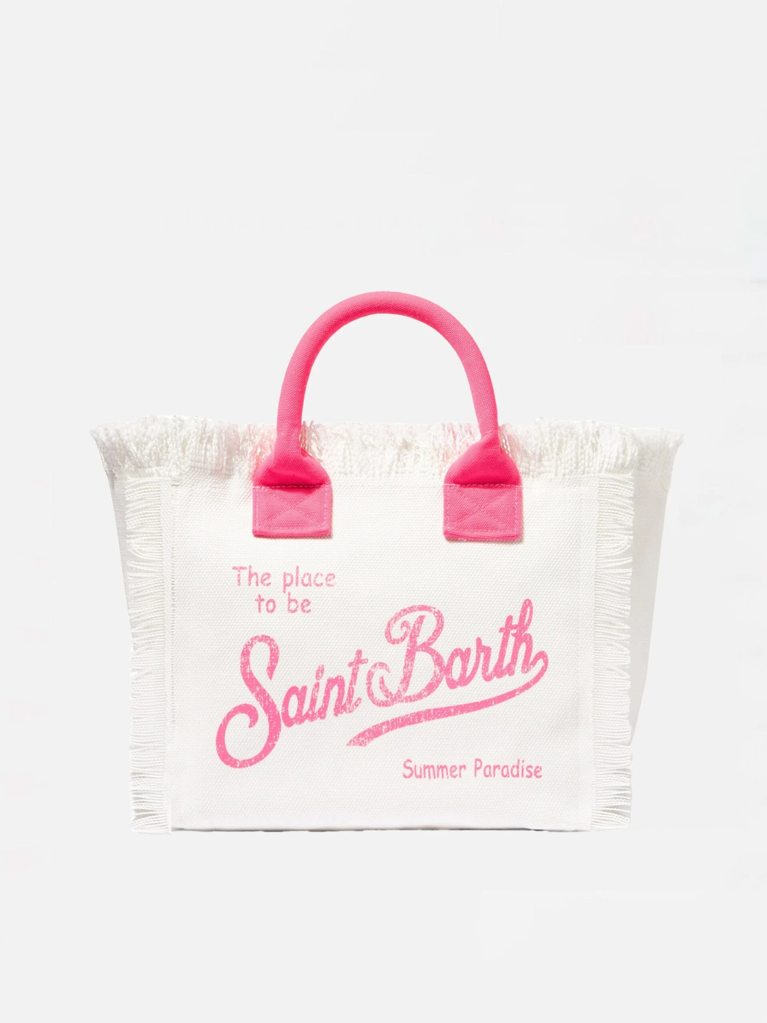 MC2 Saint Barth Colette White And Pink Cotton Canvas Bag 3 MC2 Saint Barth Colette White And Pink Cotton Canvas Bag
