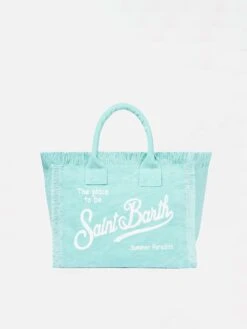 MC2 Saint Barth Colette Water Green Cotton Canvas Handbag