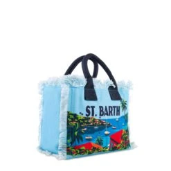 MC2 Saint Barth Colette Canvas Handbag With St. Barth Postcard Print -Chic Carry Deals Store colette postcard bags1