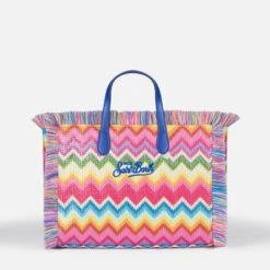 MC2 Saint Barth Colette Multicolor Straw Handbag With Embroidery And Geometric Pattern -Chic Carry Deals Store colette straw handbag multicolor 2