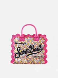 MC2 Saint Barth Colette Flower Print Canvas Trimmed Bag