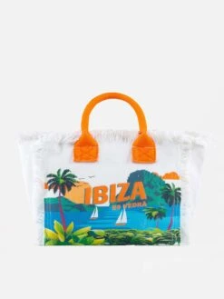 MC2 Saint Barth Colette Canvas Bag With Ibiza Postcard Print