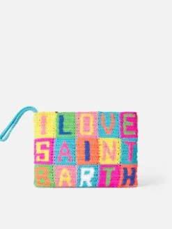 MC2 Saint Barth Parisienne Crochet Pochette With I Love Saint Barth Writing