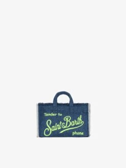 MC2 Saint Barth Phone Holder Denim Bag With Saint Barth Print
