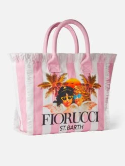 MC2 Saint Barth Vanity Canvas Shoulder Bag With White And Pink Stripes And Fiorucci Angels Print | FIORUCCI SPECIAL EDITION -Chic Carry Deals Store fiorucci canvas vanity bag 3 1ad60cca 2a41 4d92 ba13 60bc95621212