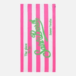 MC2 Saint Barth Microfiber Beach Towel With Fluo Pink Striped Print