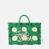 MC2 Saint Barth Flower Patches Crochet Bag With Fringes -Chic Carry Deals Store green flower crochet handbag 1copia