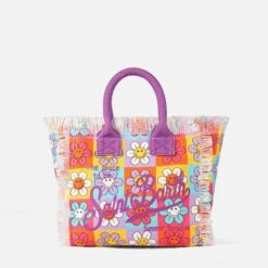 MC2 Saint Barth Colette Canvas Handbag With Smiling Daisy Print -Chic Carry Deals Store groovy colette handbag 2