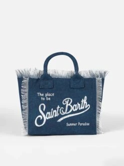 MC2 Saint Barth Colette Indigo Cotton Canvas Handbag