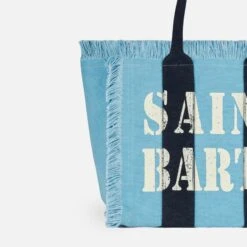 MC2 Saint Barth Vanity Canvas Shoulder Bag With Saint Barth Logo -Chic Carry Deals Store light blue canvas vanity shoulder bag 5