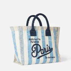 MC2 Saint Barth Vanity Canvas Shoulder Bag With And Paris Print -Chic Carry Deals Store paris vanity canvas bag 3