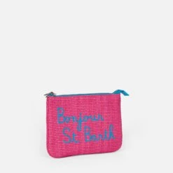 MC2 Saint Barth Parisienne Straw Fuchsia Pochette With Embroidery -Chic Carry Deals Store parisienne straw fucsia embroidered 4