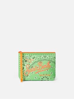 MC2 Saint Barth Aline Scuba Pochette With Fluo Green Bandanna Print