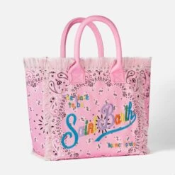 MC2 Saint Barth Vanity Canvas Shoulder Bag With Pink Bandanna Print 8 MC2 Saint Barth Vanity Canvas Shoulder Bag With Pink Bandanna Print -Chic Carry Deals Store pink bandanna canvas vanity bag 3