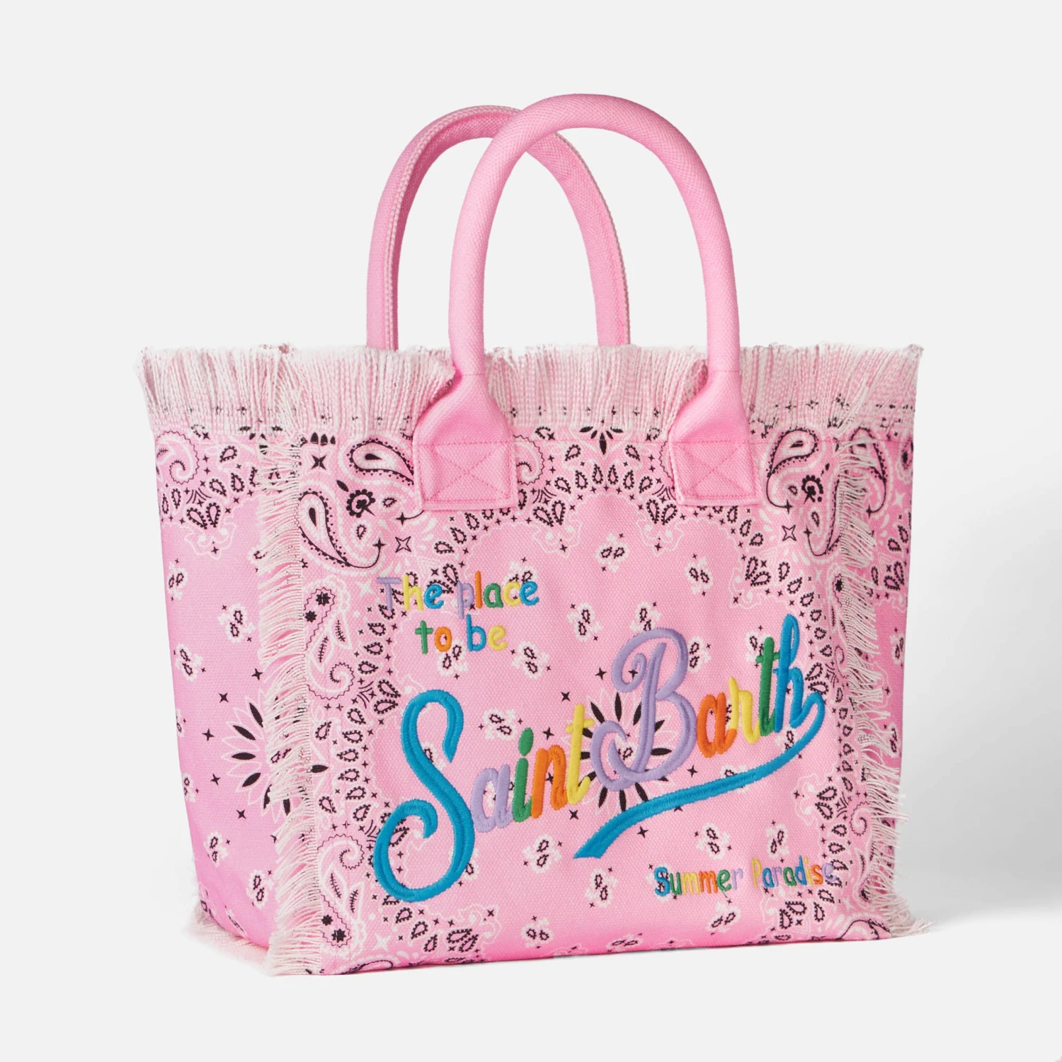 MC2 Saint Barth Vanity Canvas Shoulder Bag With Pink Bandanna Print 4 MC2 Saint Barth Vanity Canvas Shoulder Bag With Pink Bandanna Print - Image 3