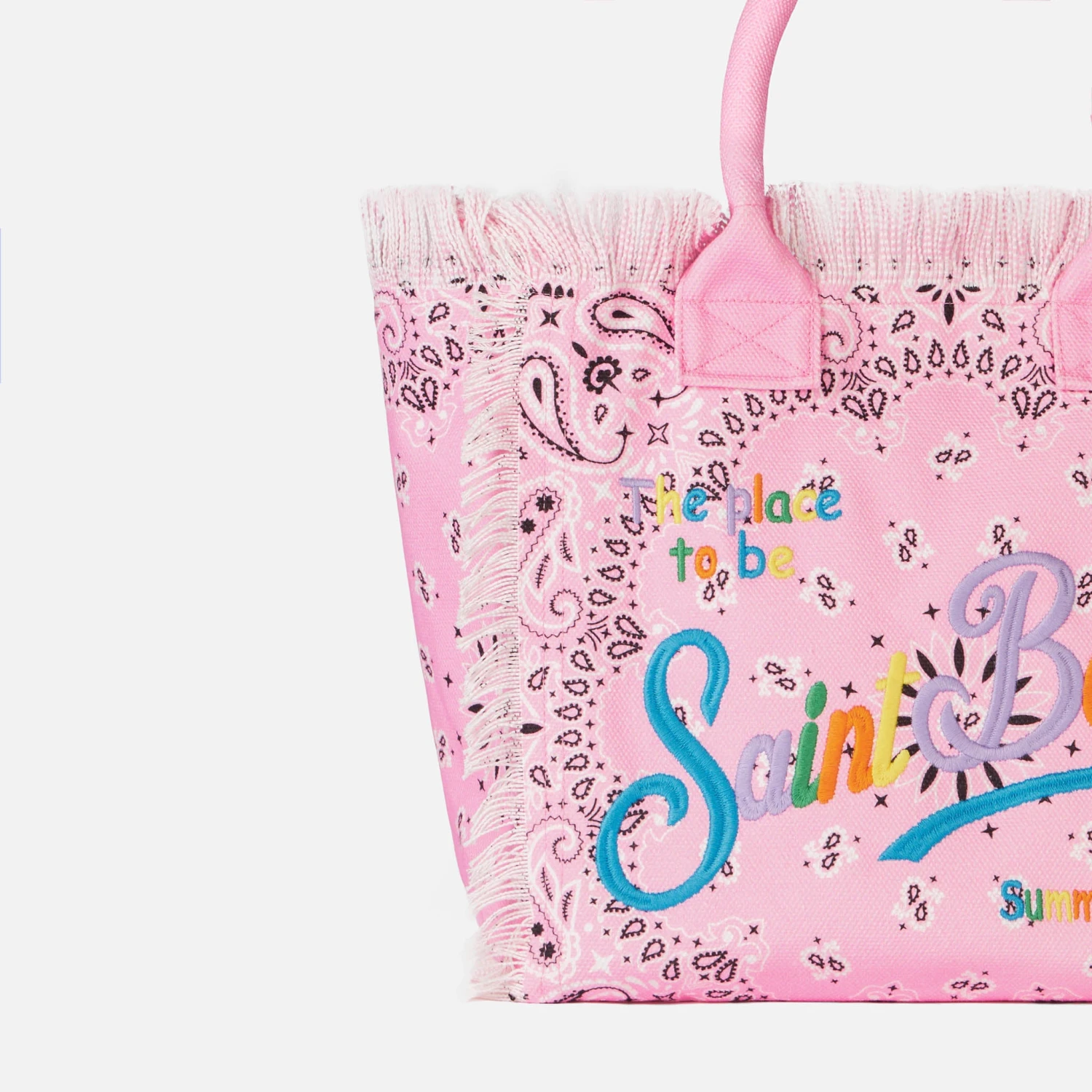 MC2 Saint Barth Vanity Canvas Shoulder Bag With Pink Bandanna Print 6 MC2 Saint Barth Vanity Canvas Shoulder Bag With Pink Bandanna Print - Image 5