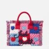 MC2 Saint Barth Heart Patches Crochet Bag With Fringes -Chic Carry Deals Store pink crochet colette bag 1copia