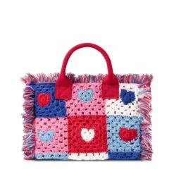 MC2 Saint Barth Heart Patches Crochet Bag With Fringes -Chic Carry Deals Store pink crochet colette bag 2