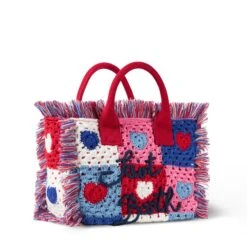 MC2 Saint Barth Heart Patches Crochet Bag With Fringes -Chic Carry Deals Store pink crochet colette bag 3