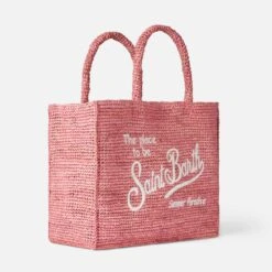 MC2 Saint Barth Vanity Pink Raffia Bag With Saint Barth Embroidery -Chic Carry Deals Store pink raffia vanity bag 3