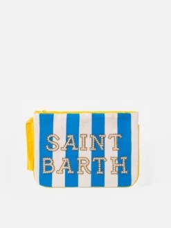 MC2 Saint Barth Parisienne Striped Canvas Pochette With Saint Barth Patch