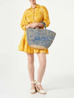 MC2 Saint Barth Raffia Blue And White Bag With Front Embroidery -Chic Carry Deals Store raffia bag railey on model 1 eb15a8cb b7d7 4e39 9b66 e3f6b80846a7