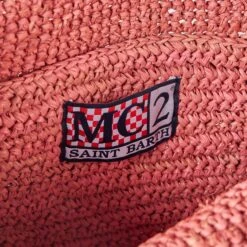 MC2 Saint Barth Raffia Bucket Pink Bag With Embroidery -Chic Carry Deals Store raffia bucket bag pink 4